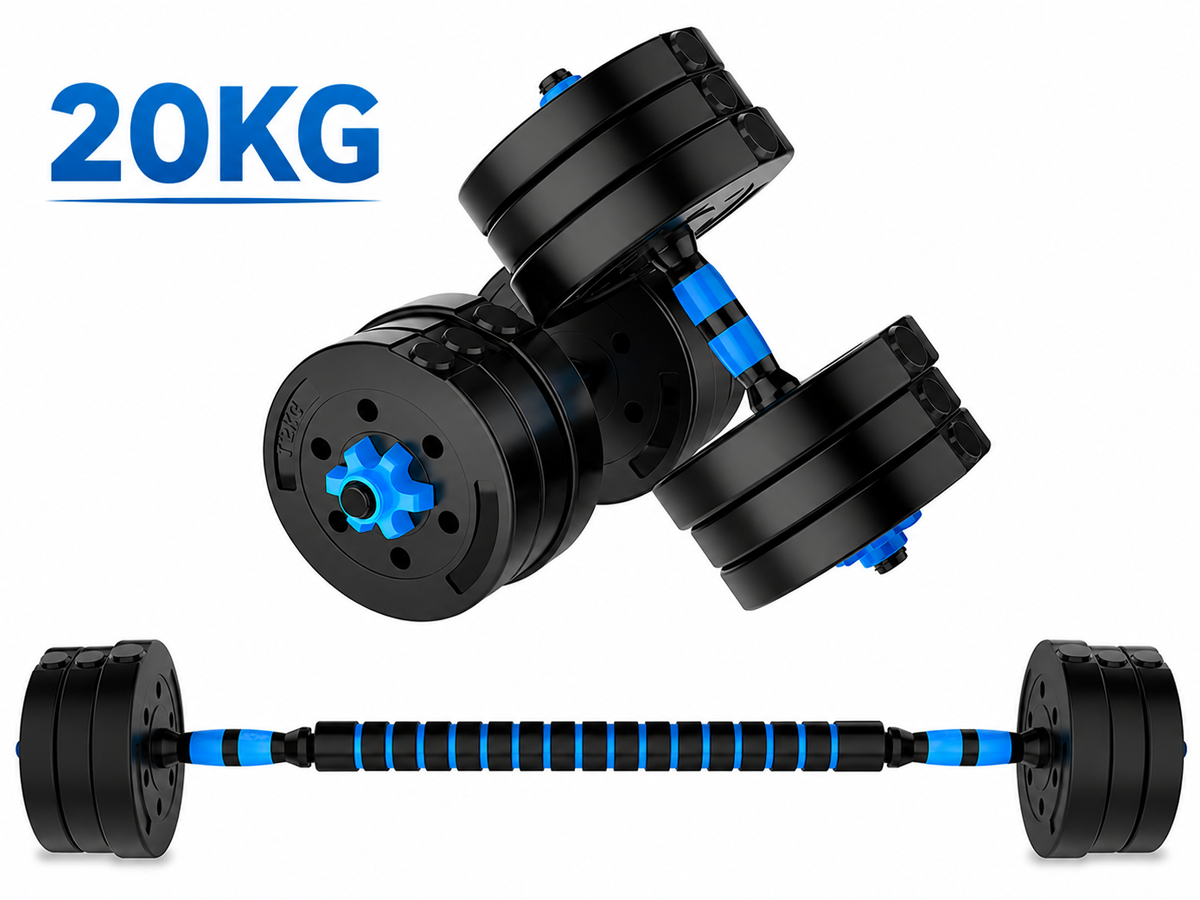 Adjustable Dumbbell Set 20kg Home Fitness Dumbbells with Connecting Rod