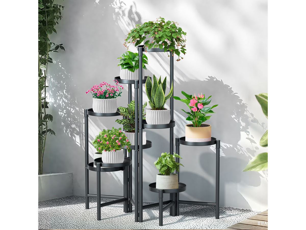 Metal Plant Stand 9 Tier Foldable Plant Shelf for Indoor Outdoor Flower Pot Display Rack