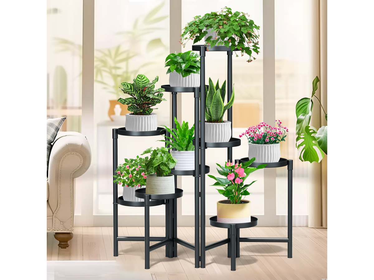 Metal Plant Stand 9 Tier Foldable Plant Shelf for Indoor Outdoor Flower Pot Display Rack