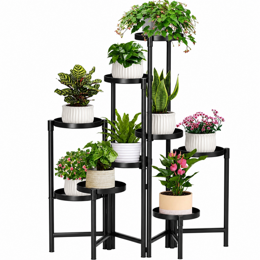 Metal Plant Stand 9 Tier Foldable Plant Shelf for Indoor Outdoor Flower Pot Display Rack