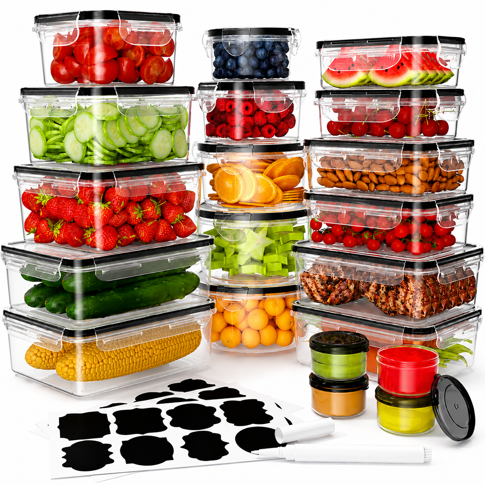 Food Storage Containers Set 50PCS Airtight Plastic Kitchen Storage Containers with Lids