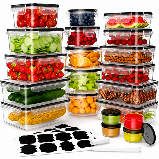 Food Storage Containers Set 50PCS Airtight Plastic Kitchen Storage Containers with Lids