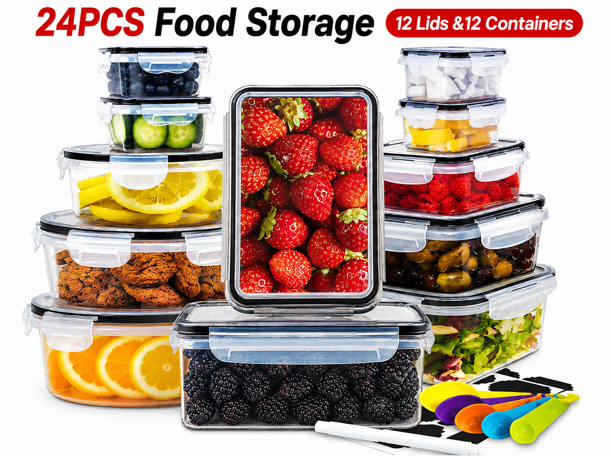 Food Storage Containers Set 24 Piece Airtight Kitchen Storage Containers with Lids