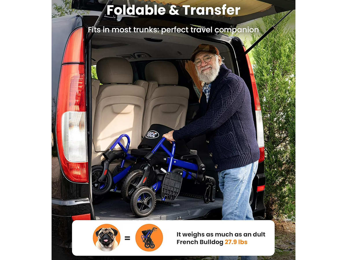 Folding Mobility Walker 2 in 1 Folding Mobility Walker Rollator Transport Wheelchair with Seat