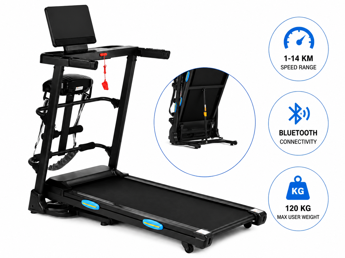 Hydraulic Fold Treadmill 2.5HP Electric Running Machine with Manual Incline & LED Display