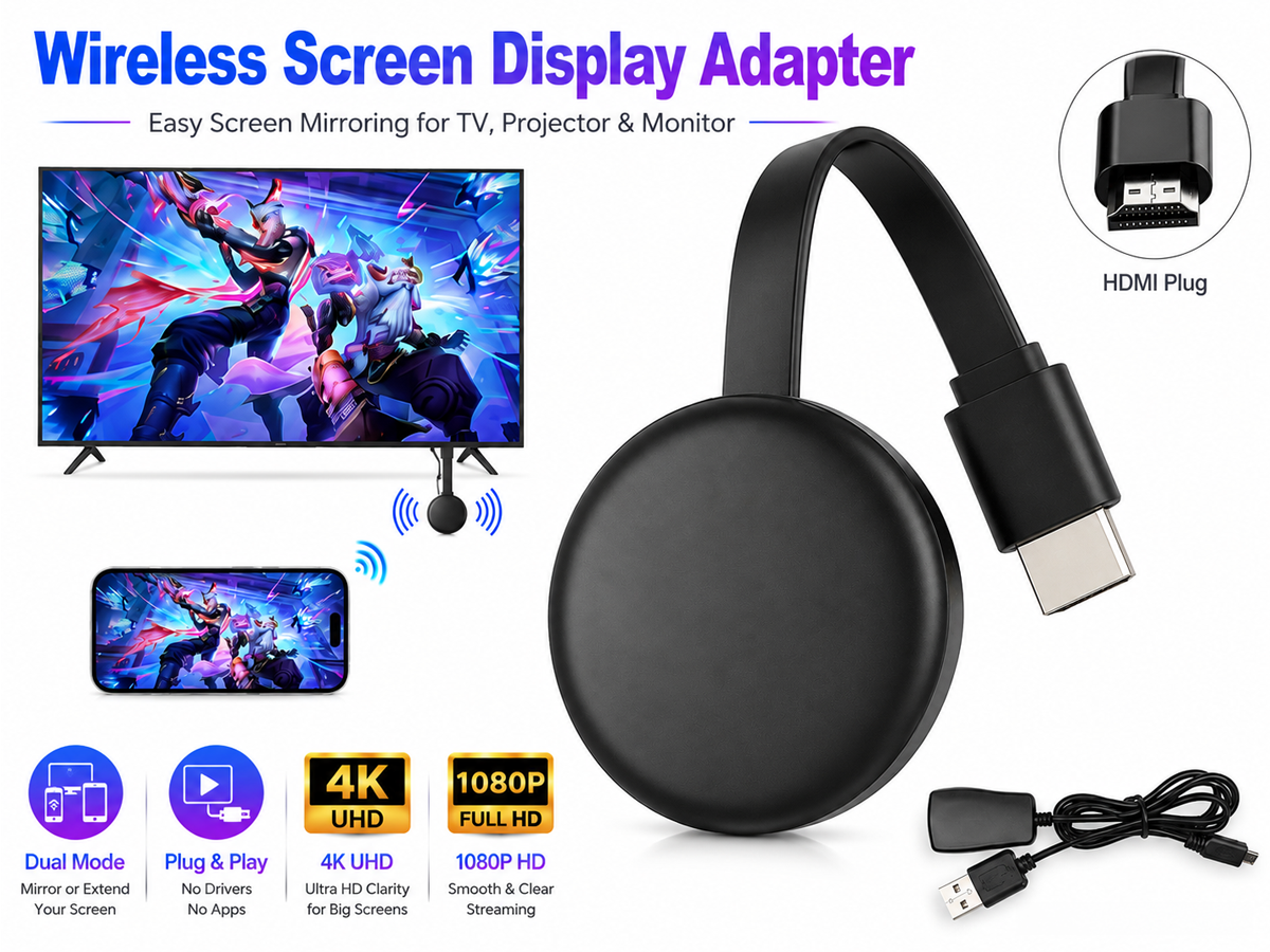 Wireless HDMI Display Dongle Wireless Screen Display Adapter for Screen Mirroring