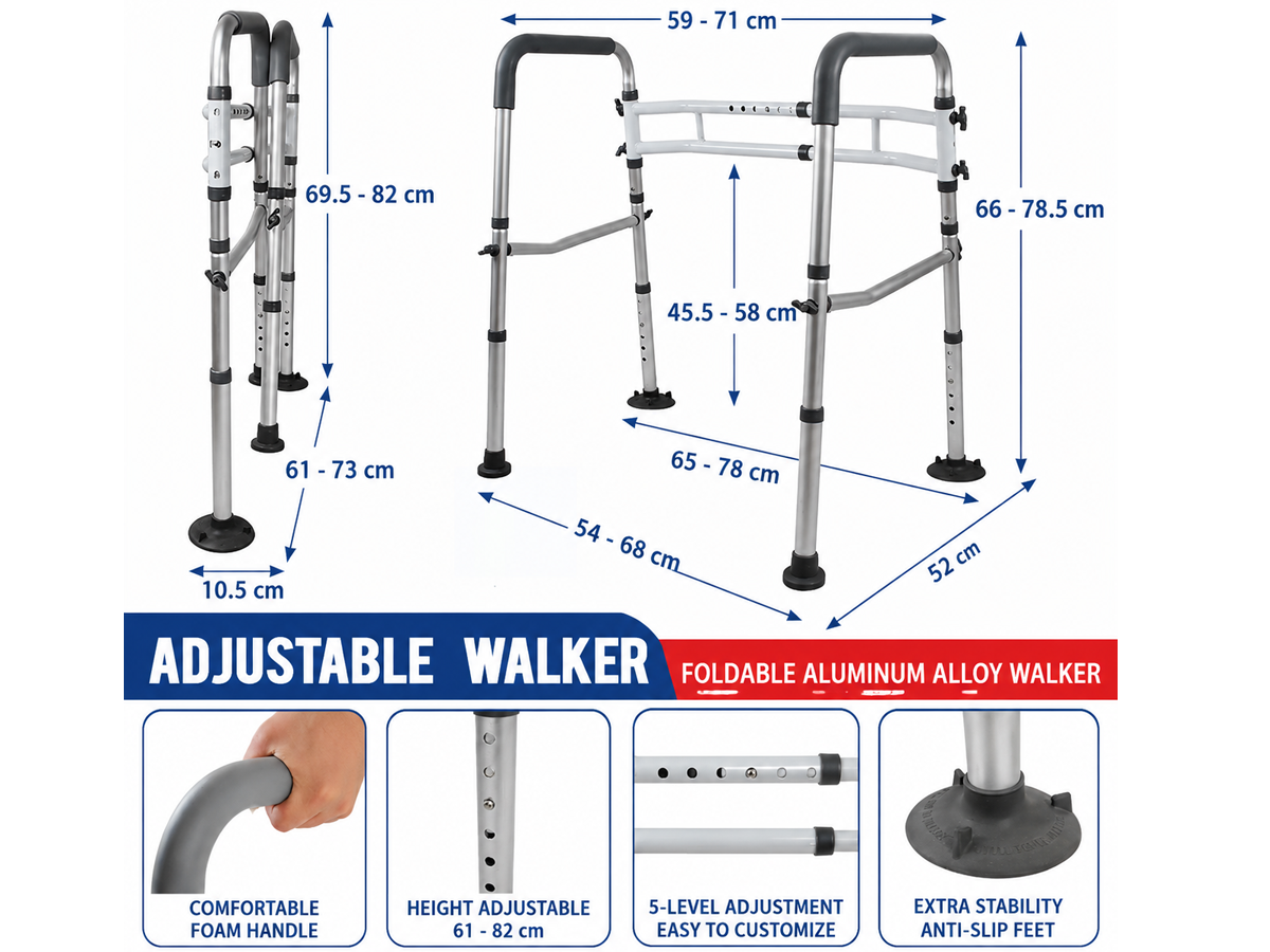 Adjustable Toilet Safety Rails Foldable Toilet Safety Frame with Handles 158kg Capacity
