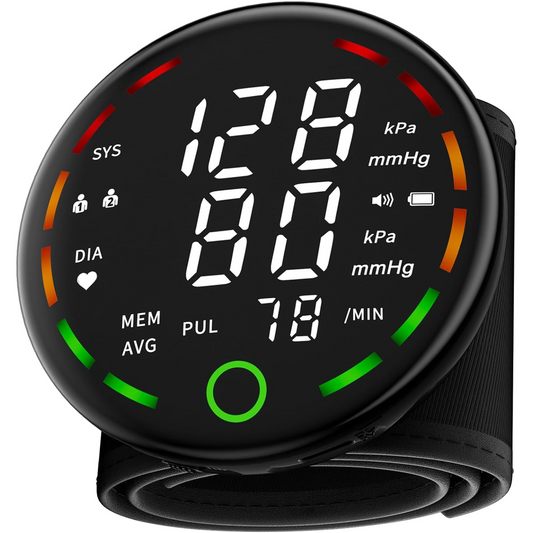 Wrist Blood Pressure Monitor Rechargeable LED Touch Screen BP Monitor