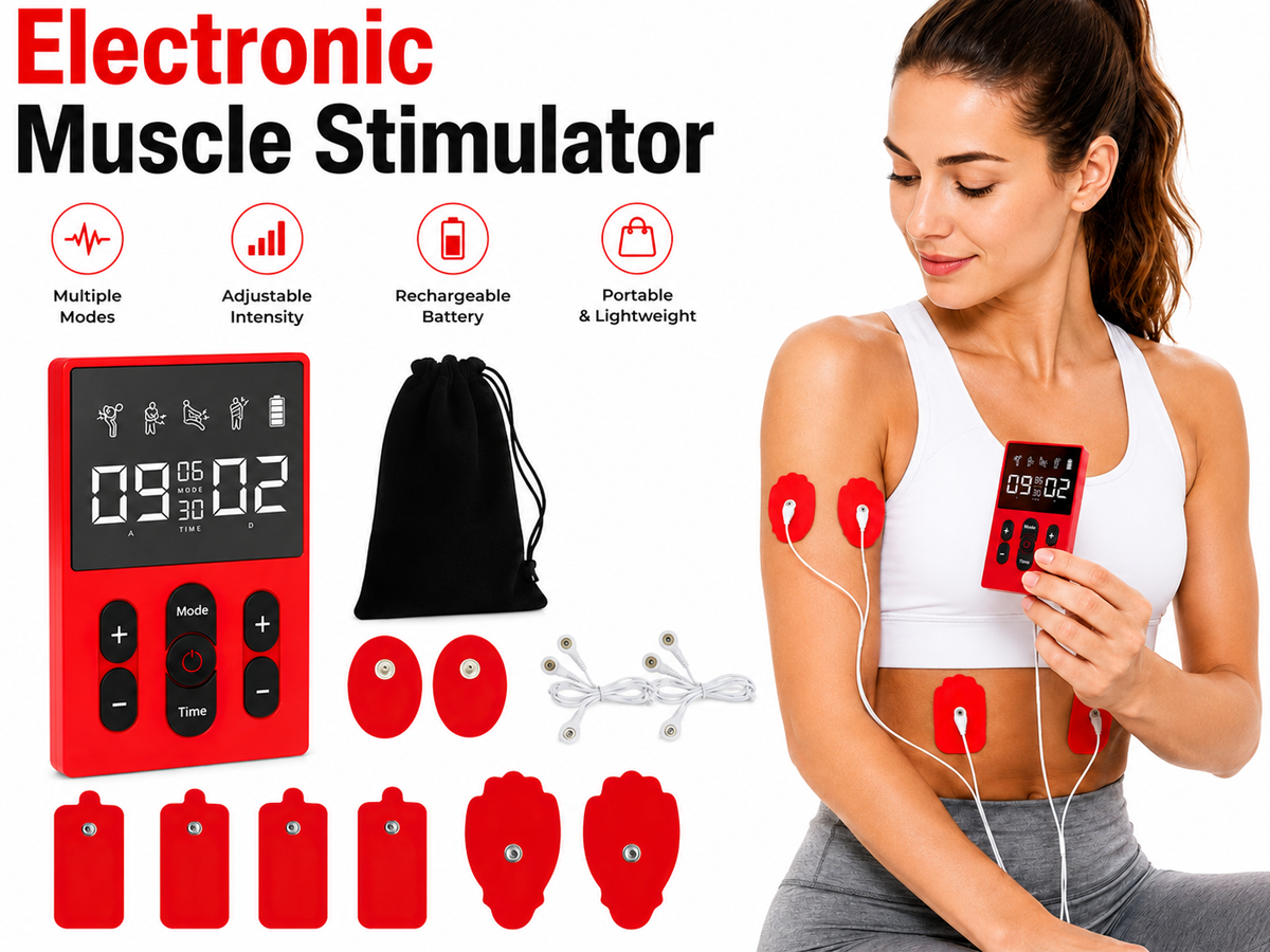 Tens Machine EMS Muscle Stimulator Portable Rechargeable Electronic Pulse Therapy Device