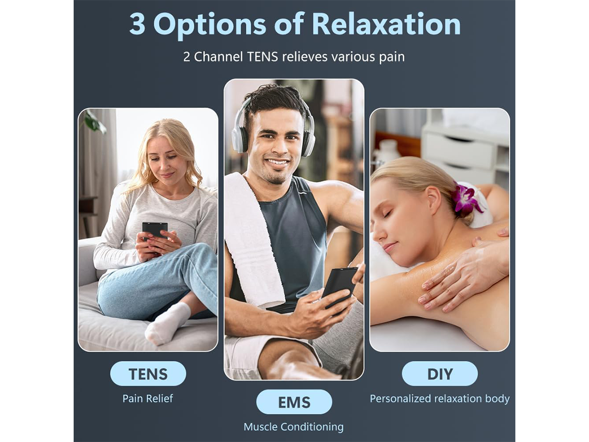 Tens Machine EMS Muscle Stimulator Portable Rechargeable Electronic Pulse Therapy Device