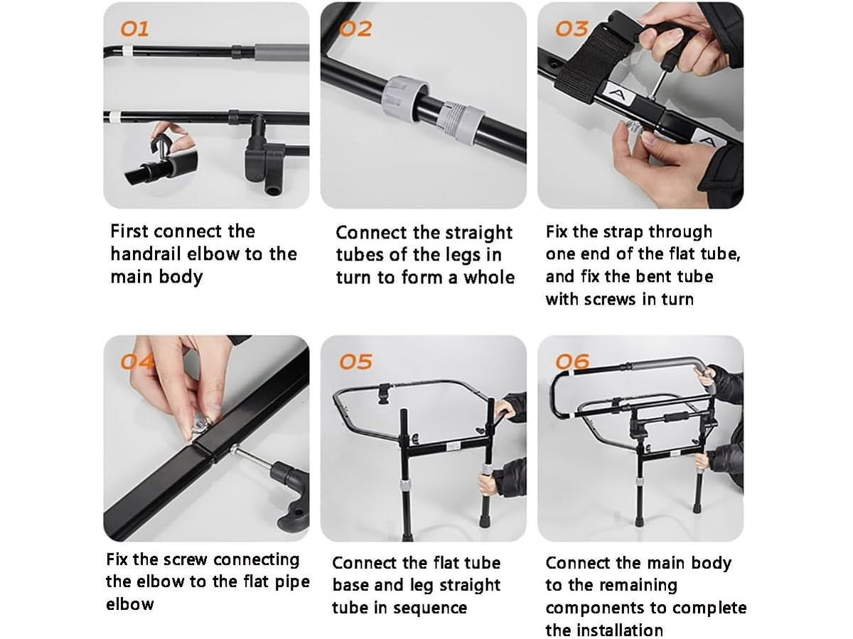 Bed Rails for Elderly Adjustable Folding Bed Assist Rail with Safety Support Handle
