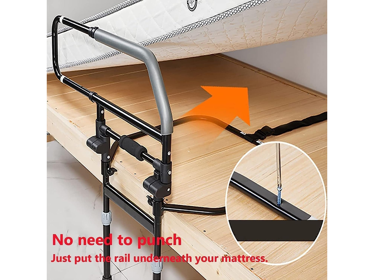 Bed Rails for Elderly Adjustable Folding Bed Assist Rail with Safety Support Handle