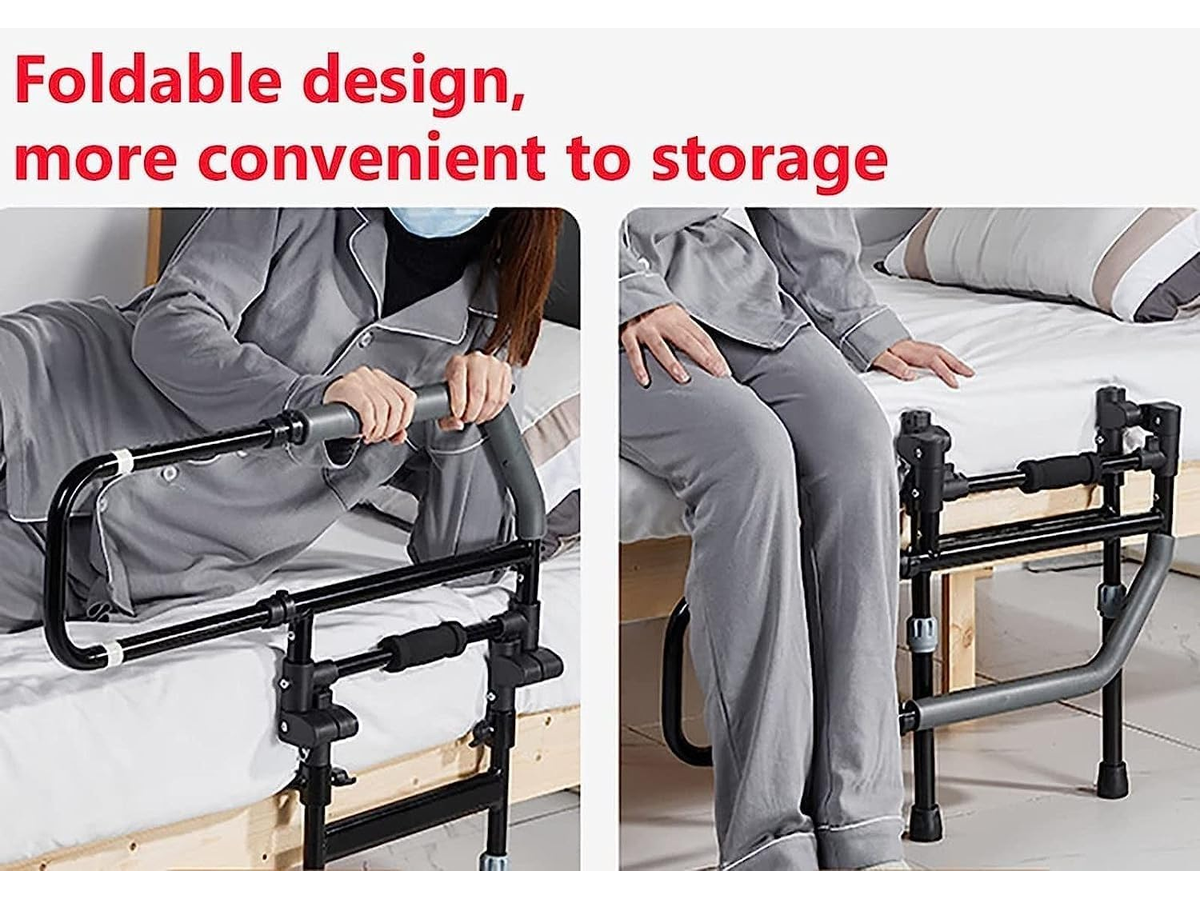 Bed Rails for Elderly Adjustable Folding Bed Assist Rail with Safety Support Handle