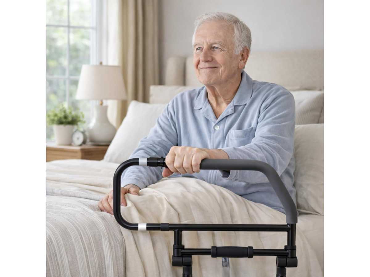 Bed Rails for Elderly Adjustable Folding Bed Assist Rail with Safety Support Handle