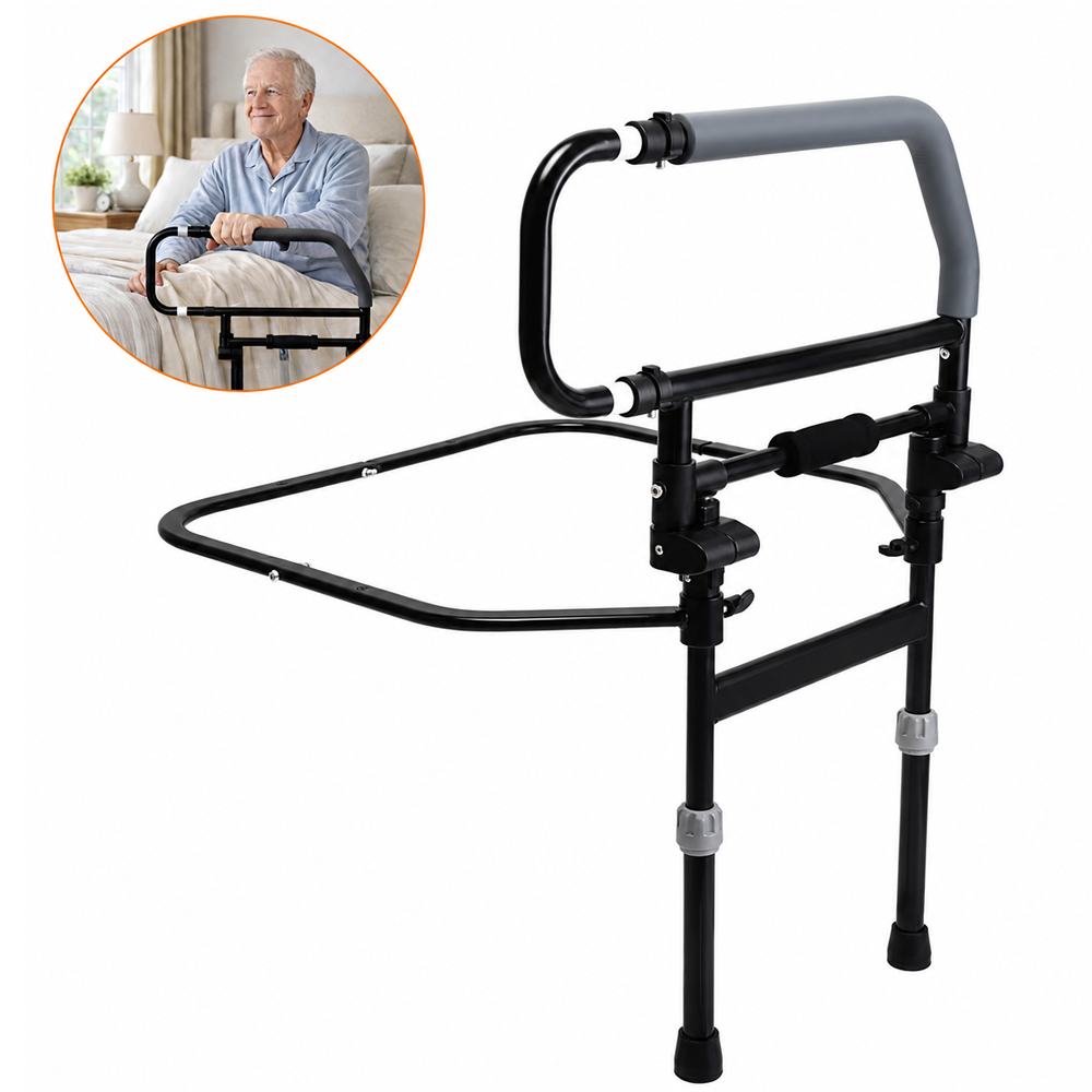 Bed Rails for Elderly Adjustable Folding Bed Assist Rail with Safety Support Handle