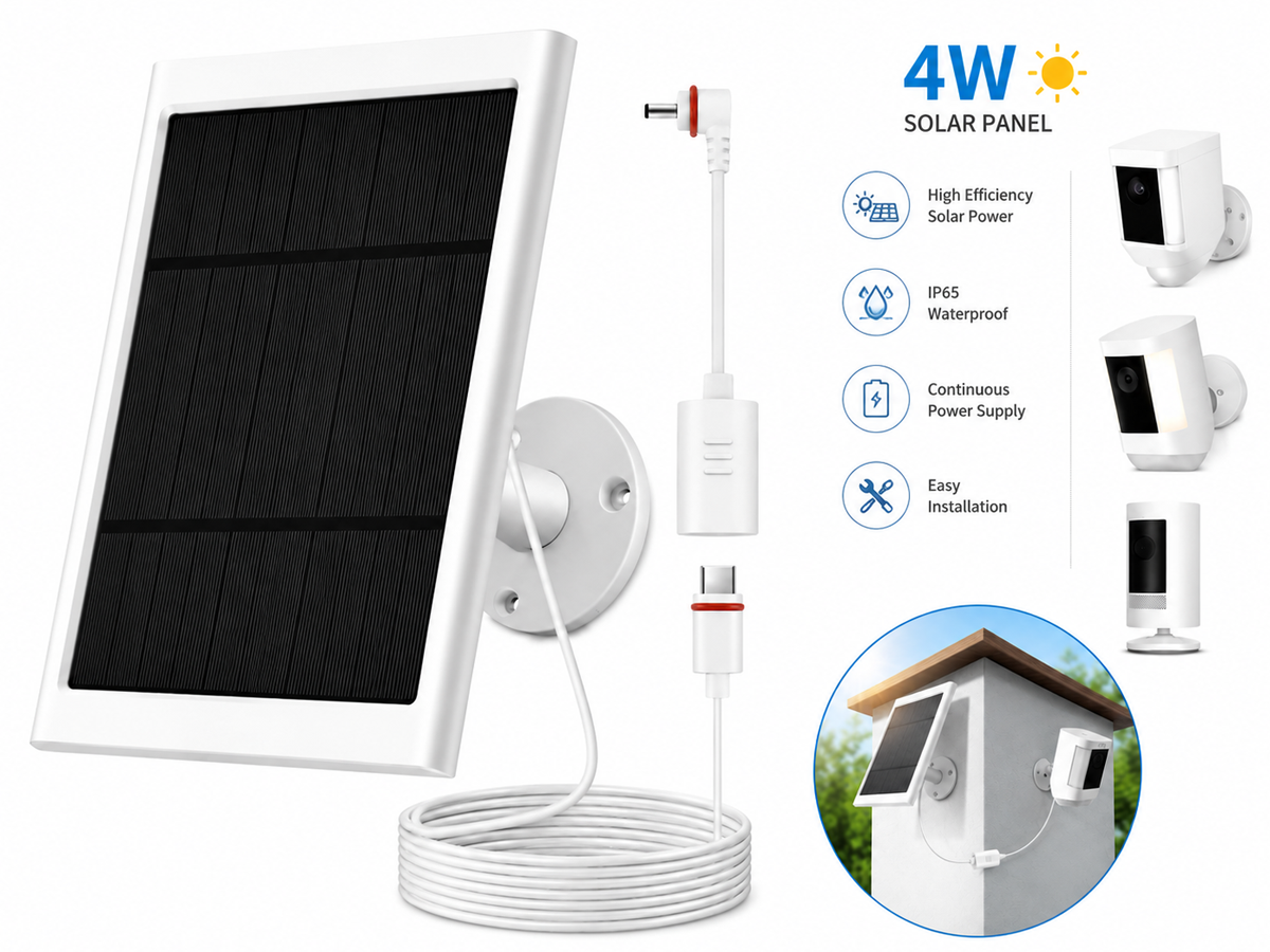 Solar Panel for Ring Camera 4W Solar Charger with 3m Cable