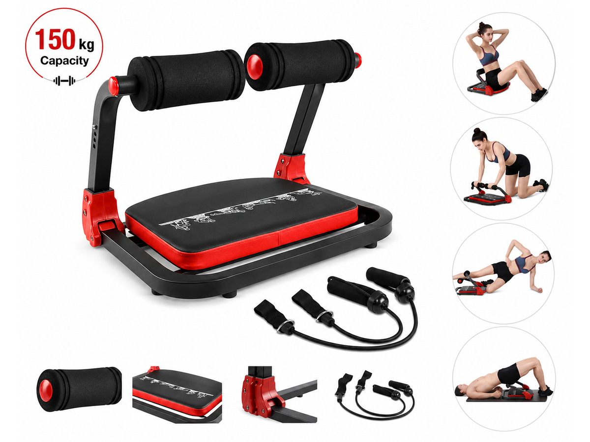 Ab Workout Machine with Resistance Bands, Adjustable Ab Crunch Trainer for Home Gym