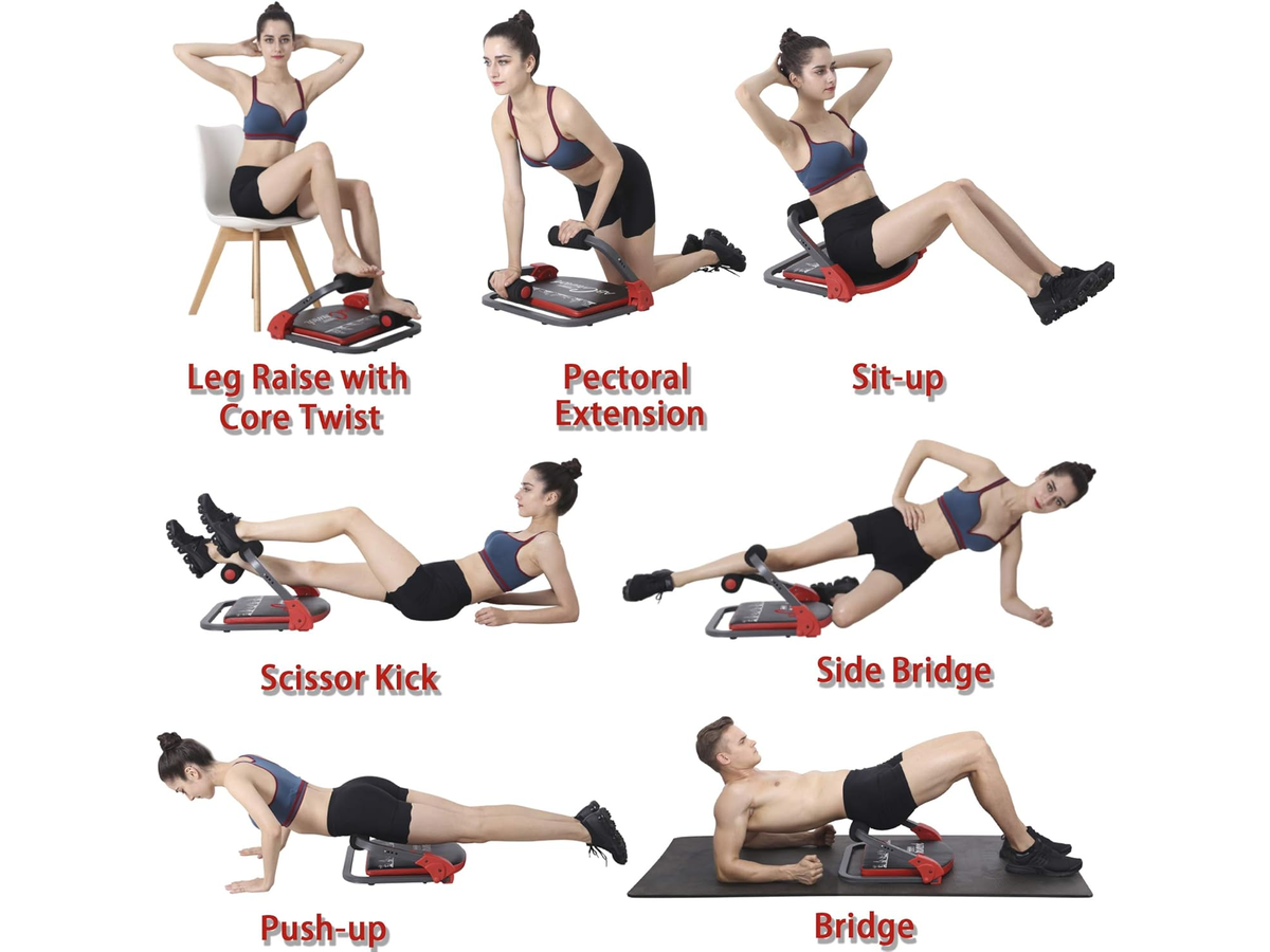 Ab Workout Machine with Resistance Bands, Adjustable Ab Crunch Trainer for Home Gym