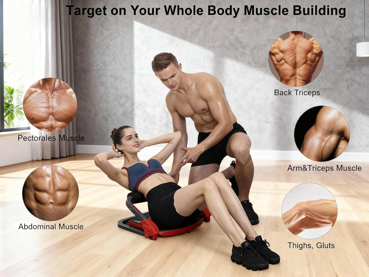 Ab Workout Machine with Resistance Bands, Adjustable Ab Crunch Trainer for Home Gym