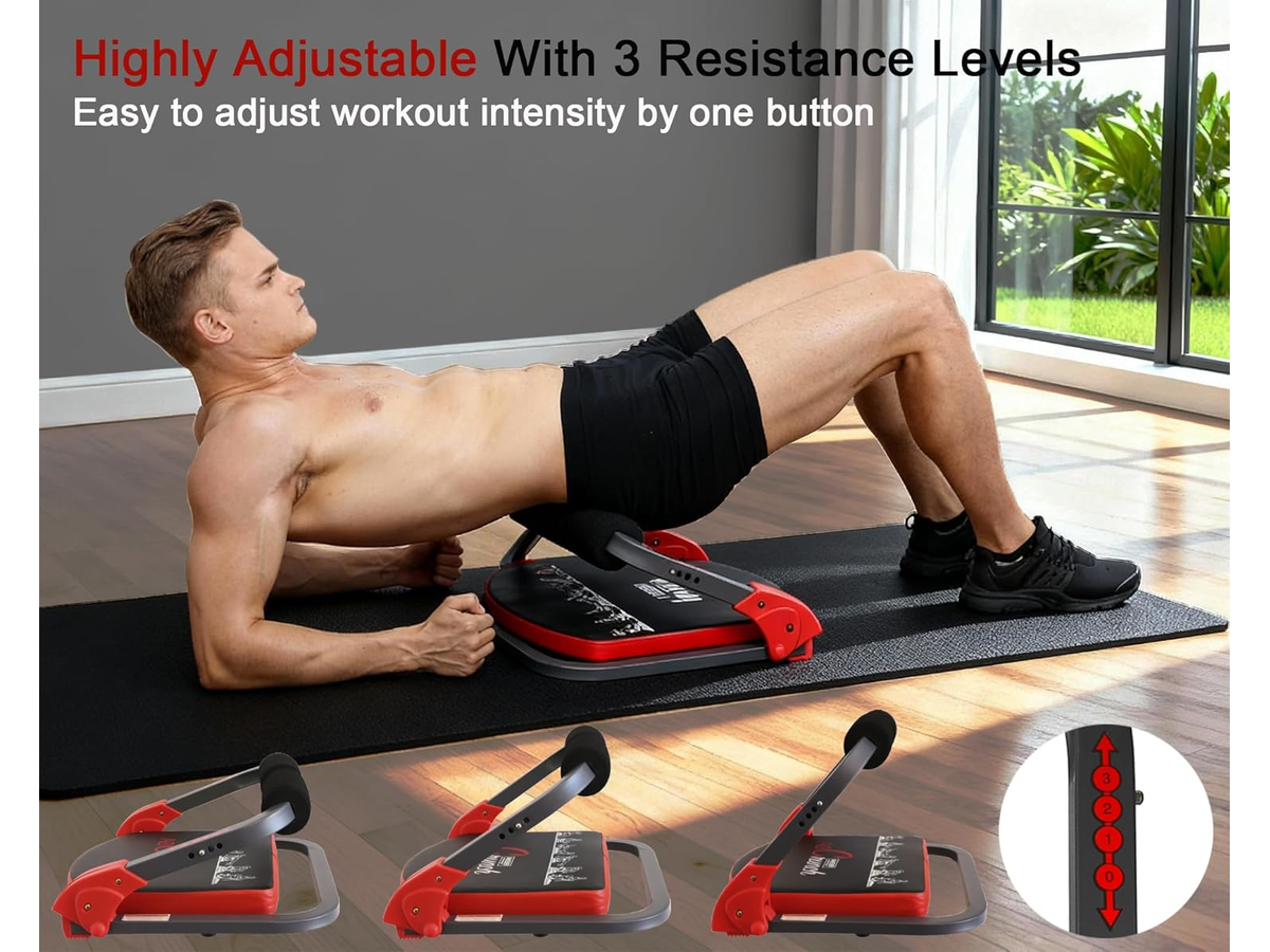 Ab Workout Machine with Resistance Bands, Adjustable Ab Crunch Trainer for Home Gym