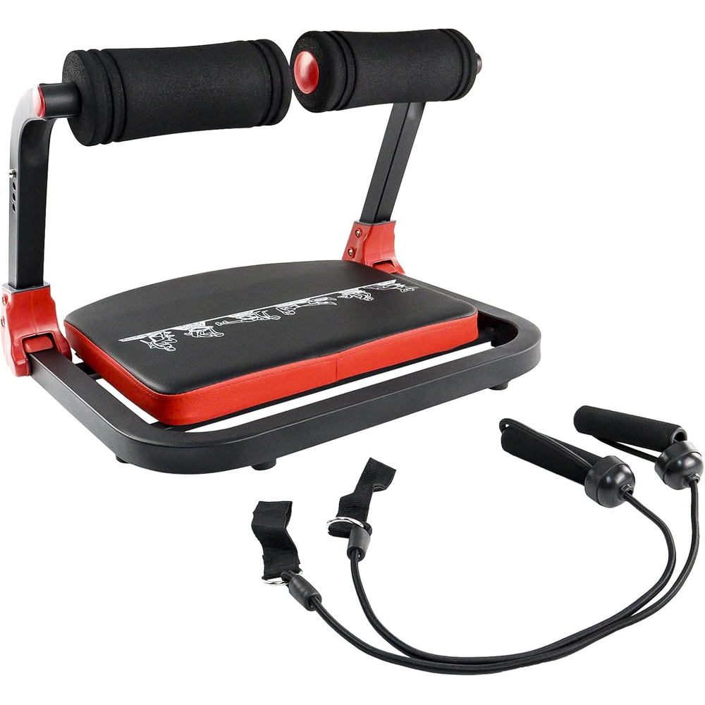 Ab Workout Machine with Resistance Bands, Adjustable Ab Crunch Trainer for Home Gym