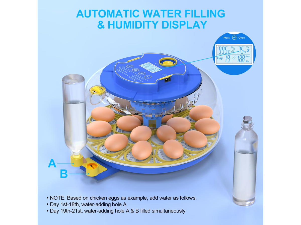 Automatic Egg Incubator Turning with Candler and Humidity Control 18 Eggs