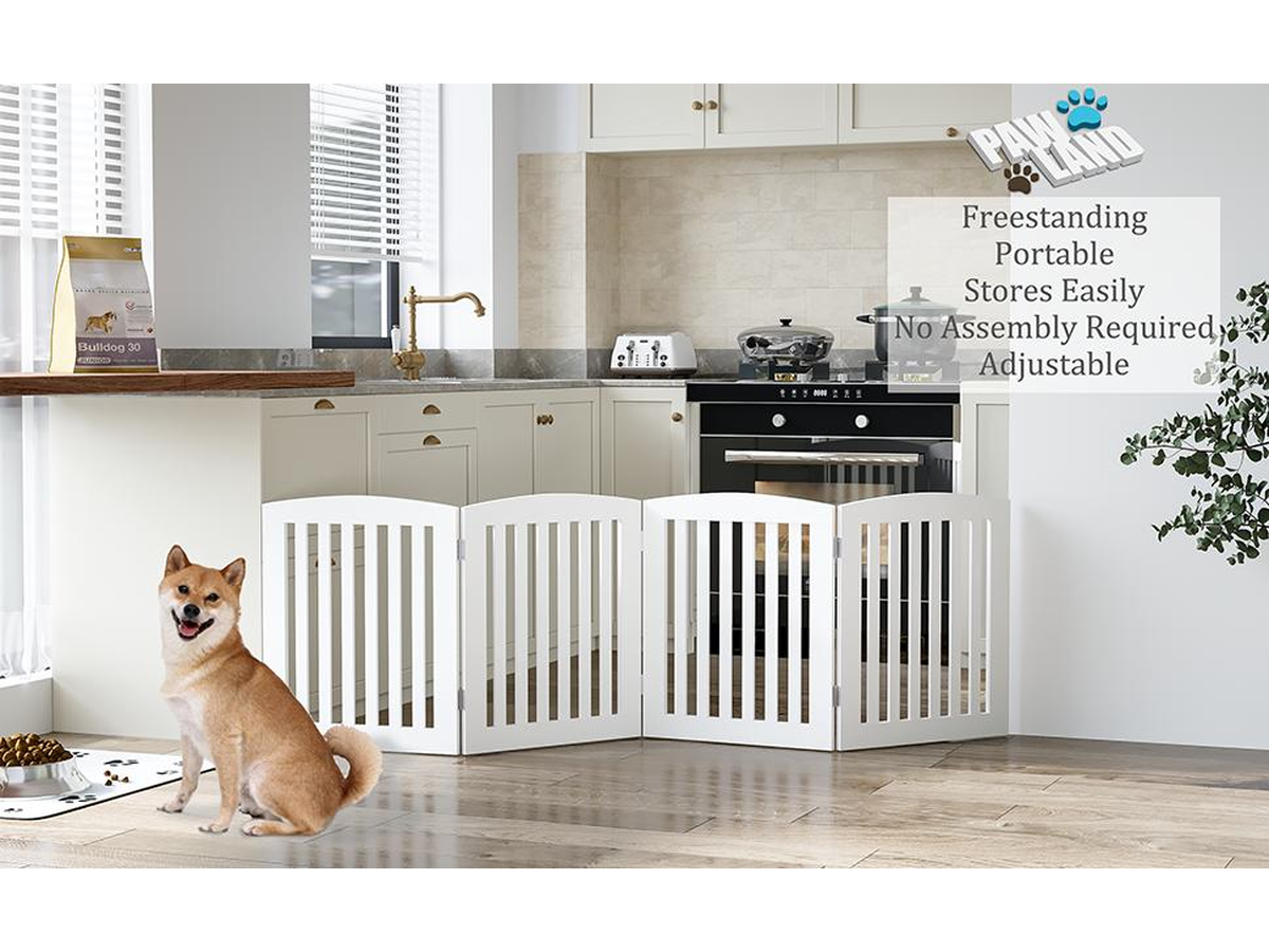 Freestanding Dog Gate with Support Feet Foldable Pet Safety Gate