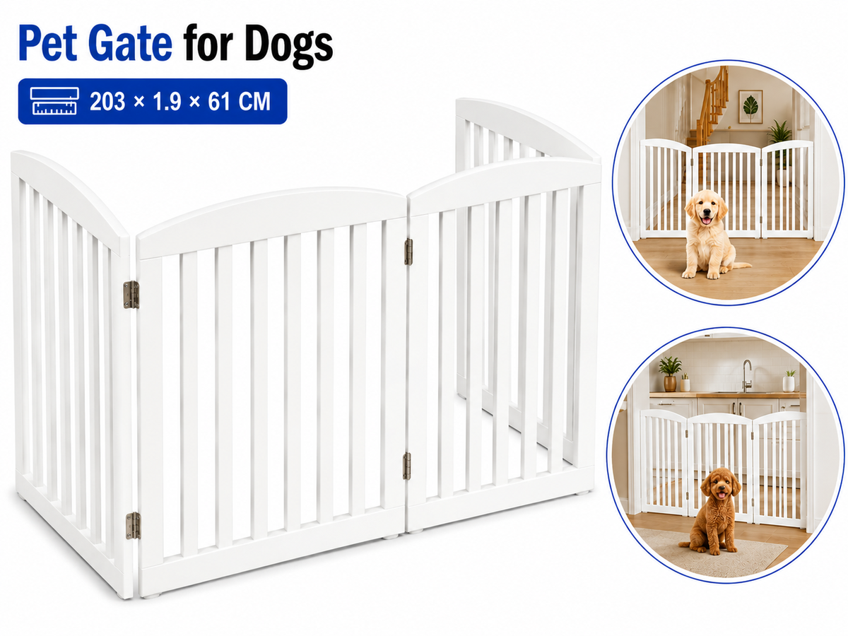 Freestanding Dog Gate with Support Feet Foldable Pet Safety Gate