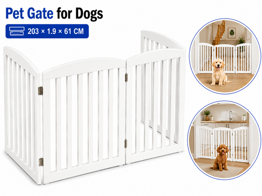 Foldable Pet Safety Gate Wooden Freestanding Dog Gate for Doorways