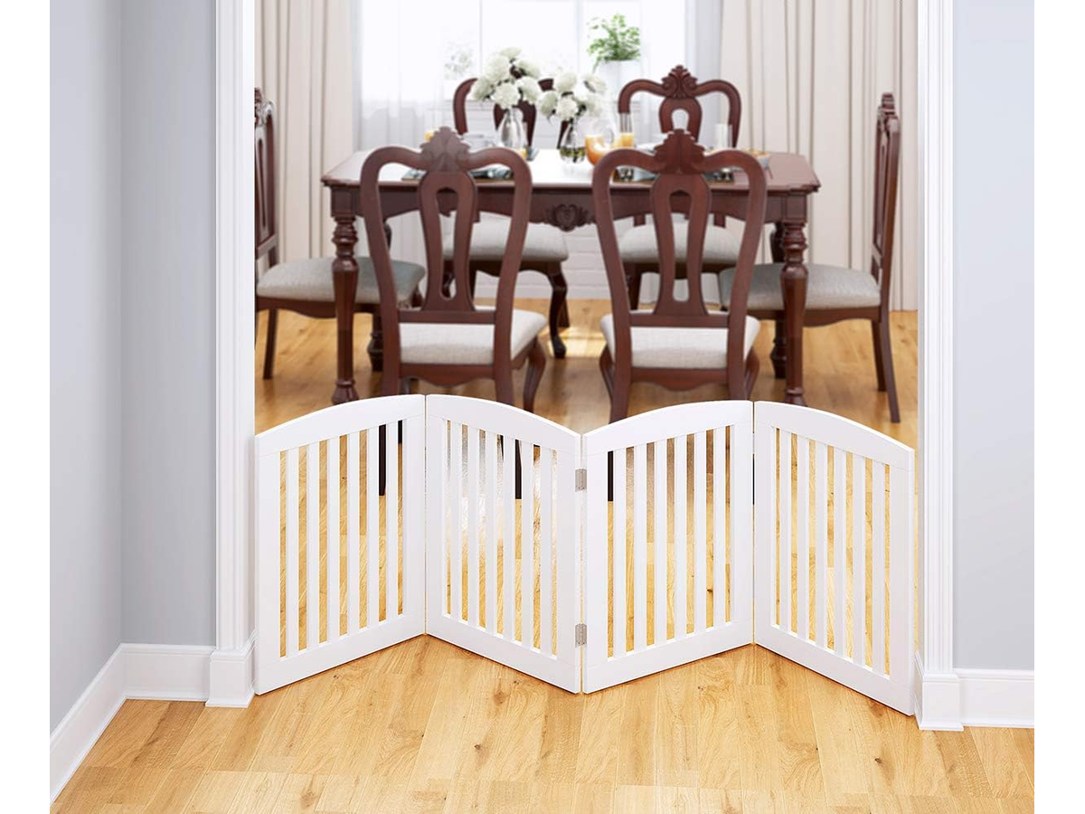 Freestanding Dog Gate with Support Feet Foldable Pet Safety Gate