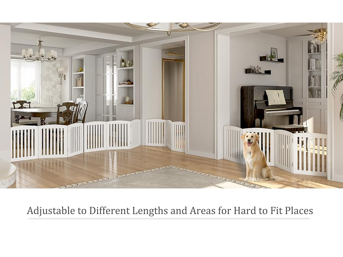 Freestanding Dog Gate with Support Feet Foldable Pet Safety Gate