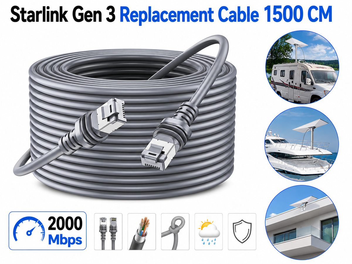 Starlink Cable 15M Waterproof Replacement Cable for Starlink Gen 3