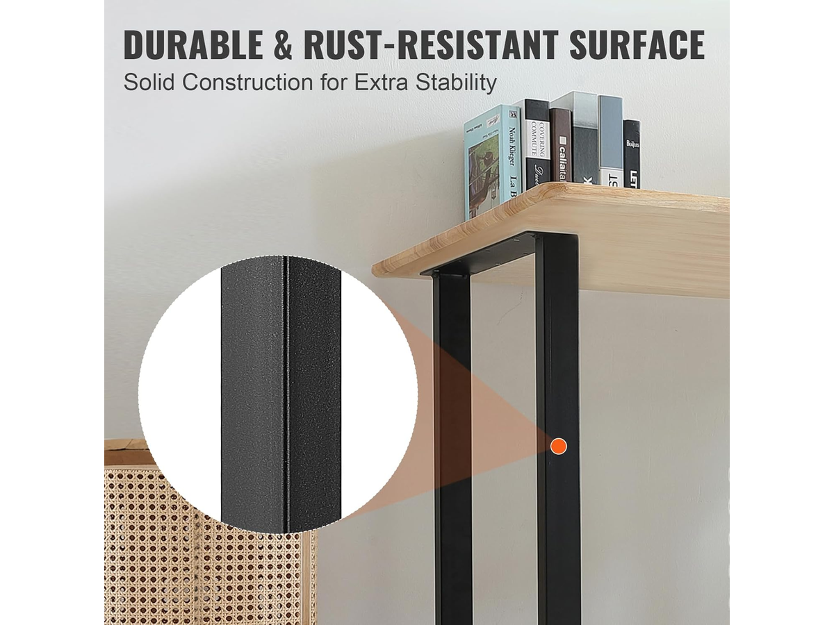 Table Legs Adjustable Heavy Duty Steel Desk Legs Set of 2 Black