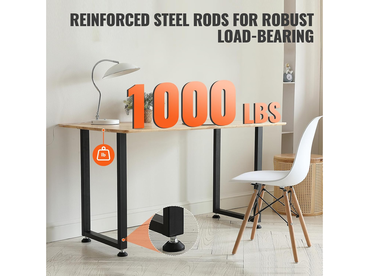 Table Legs Adjustable Heavy Duty Steel Desk Legs Set of 2 Black