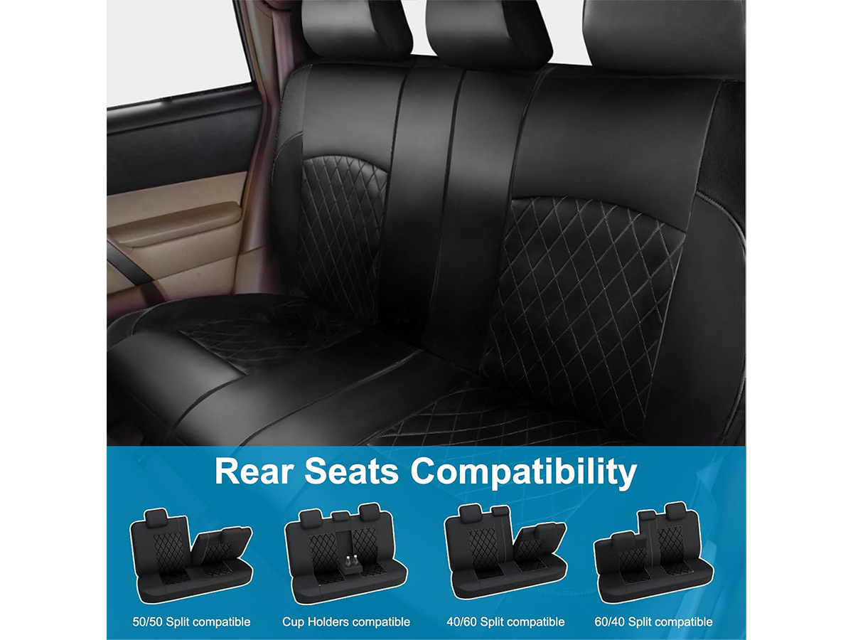 Universal Leather Car Seat Covers Set 9 Piece Front Rear Seat Covers