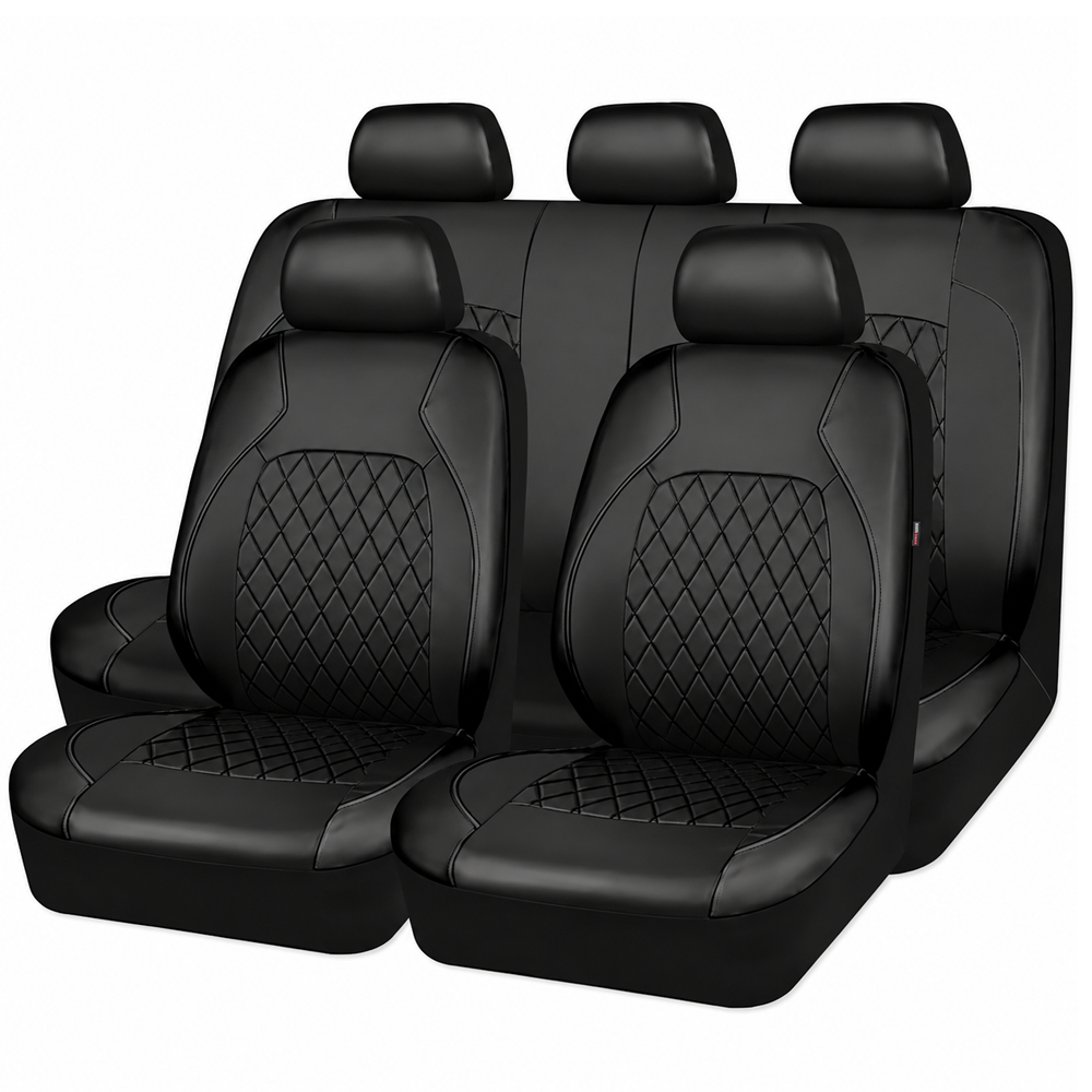 Universal Leather Car Seat Covers Set 9 Piece Front Rear Seat Covers