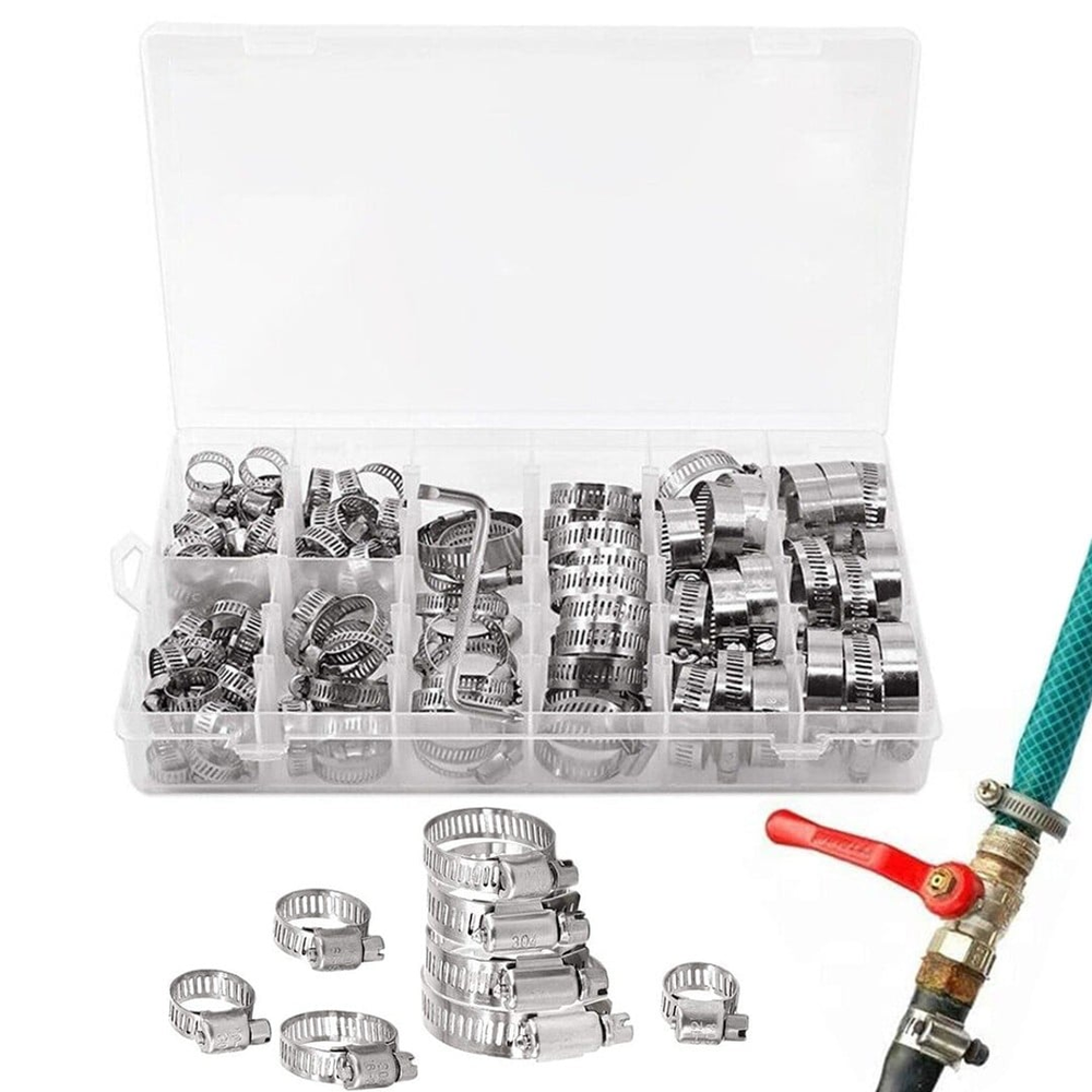 Hose Clamps 120PCS Stainless Steel Hose Clamps Assortment Kit