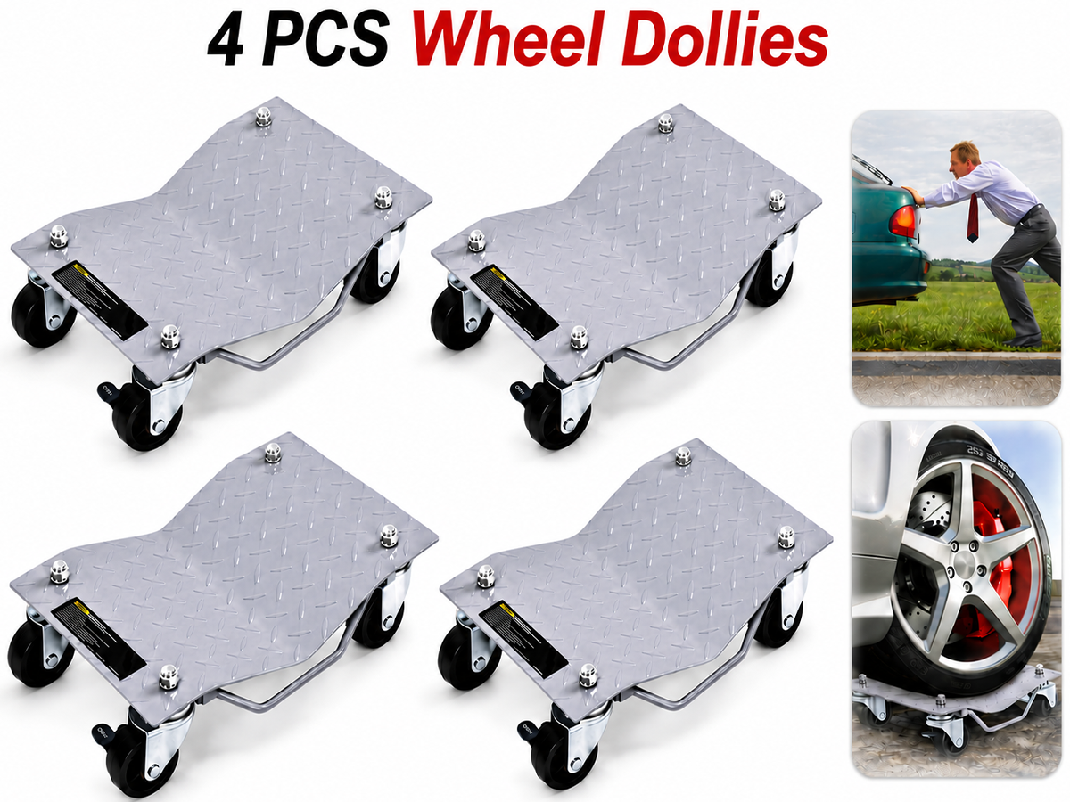 Car Wheel Dollies 4PCS Heavy Duty Vehicle Positioning Dolly Set with Locking Casters