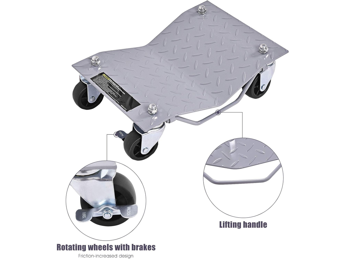 Car Wheel Dollies 4PCS Heavy Duty Vehicle Positioning Dolly Set with Locking Casters