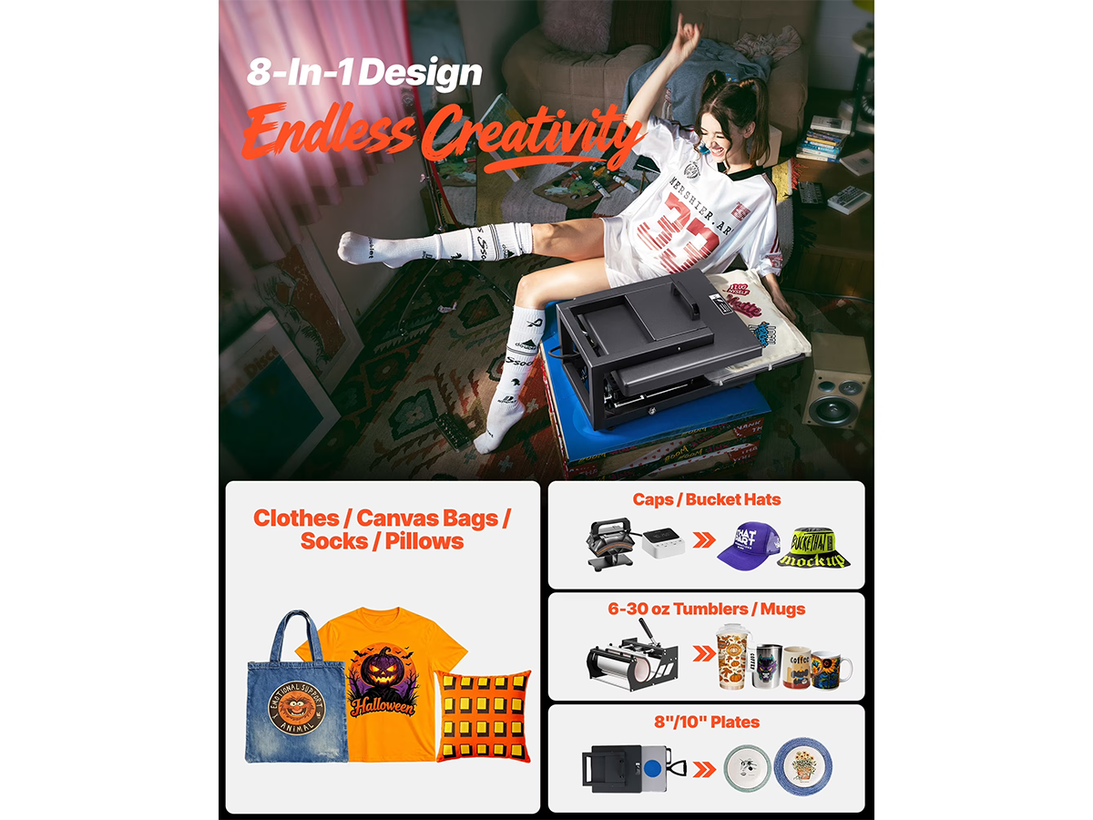 Digital Heat Press Machine Heat Press for T-Shirts, Mugs, Tumblers, Caps & Plates