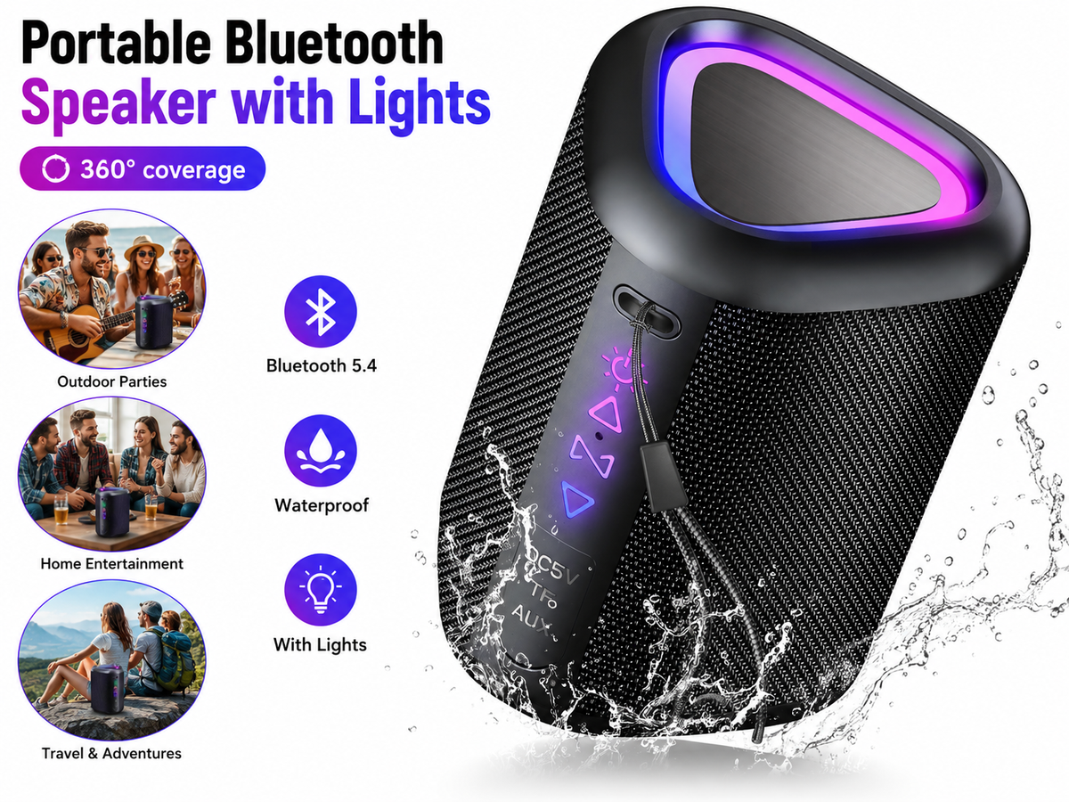 Bluetooth Speaker Portable Wireless Bluetooth Speaker with LED Lights