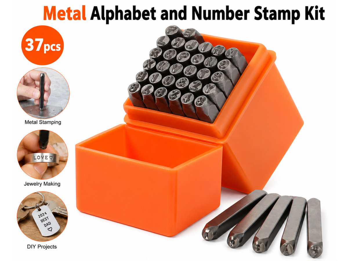 Letter Number Punch Set 37pcs Metal Alphabet and Number Stamp Kit