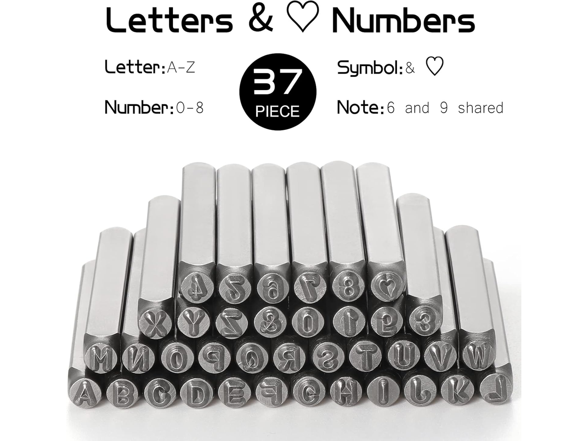 Letter Number Punch Set 37pcs Metal Alphabet and Number Stamp Kit