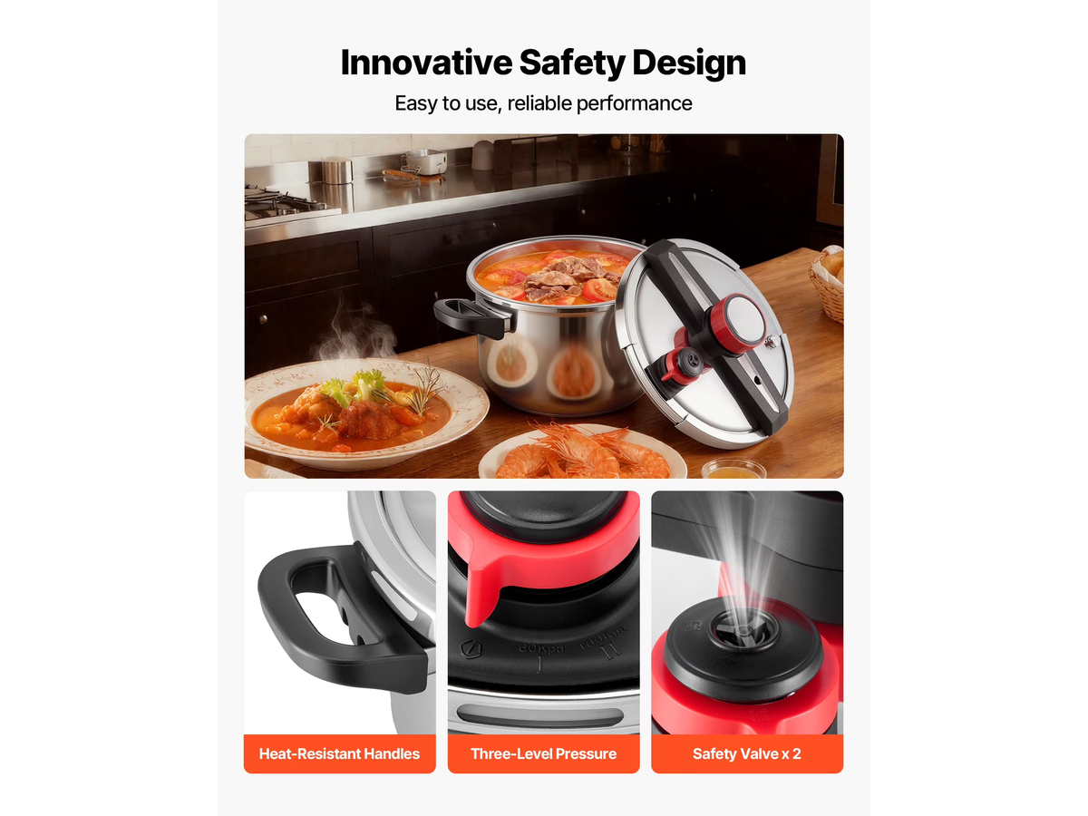 Pressure Cooker 9L Stainless Steel Pressure Cooker with Steaming Rack