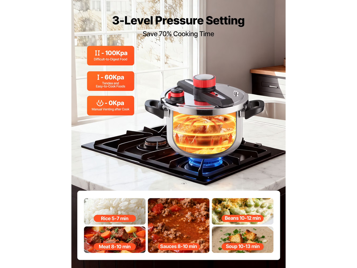 Pressure Cooker 9L Stainless Steel Pressure Cooker with Steaming Rack