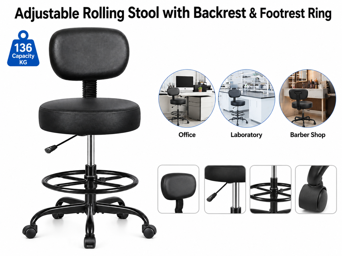 Office Chair Drafting Stool with Backrest