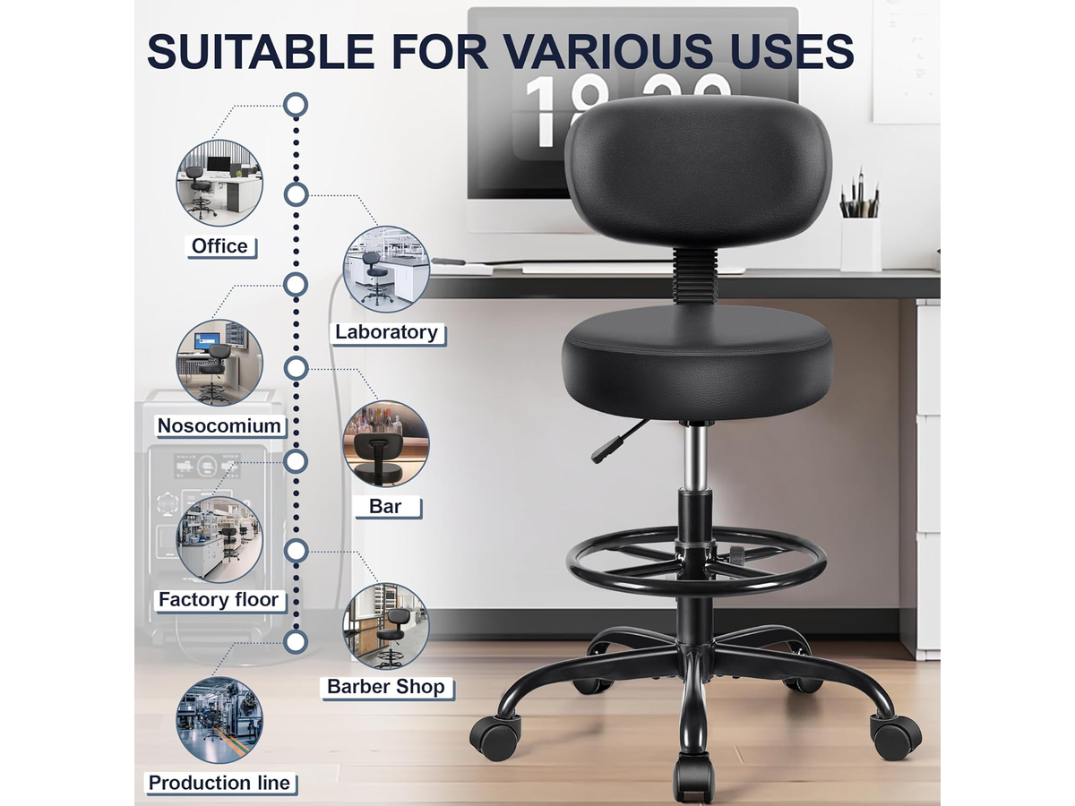 Office Chair Drafting Stool with Backrest
