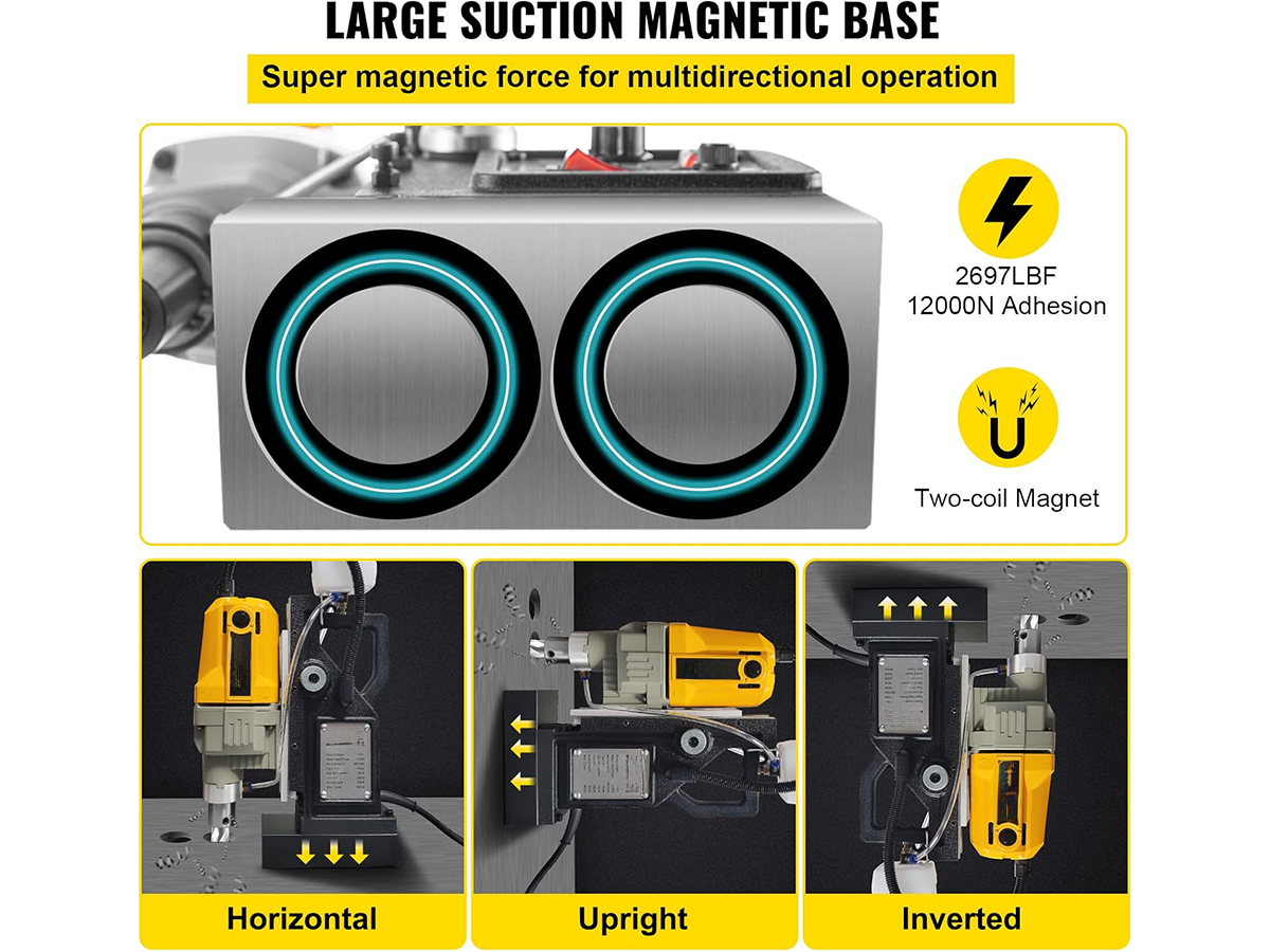 Portable Electric Mag Drill with 11 Drill Bits