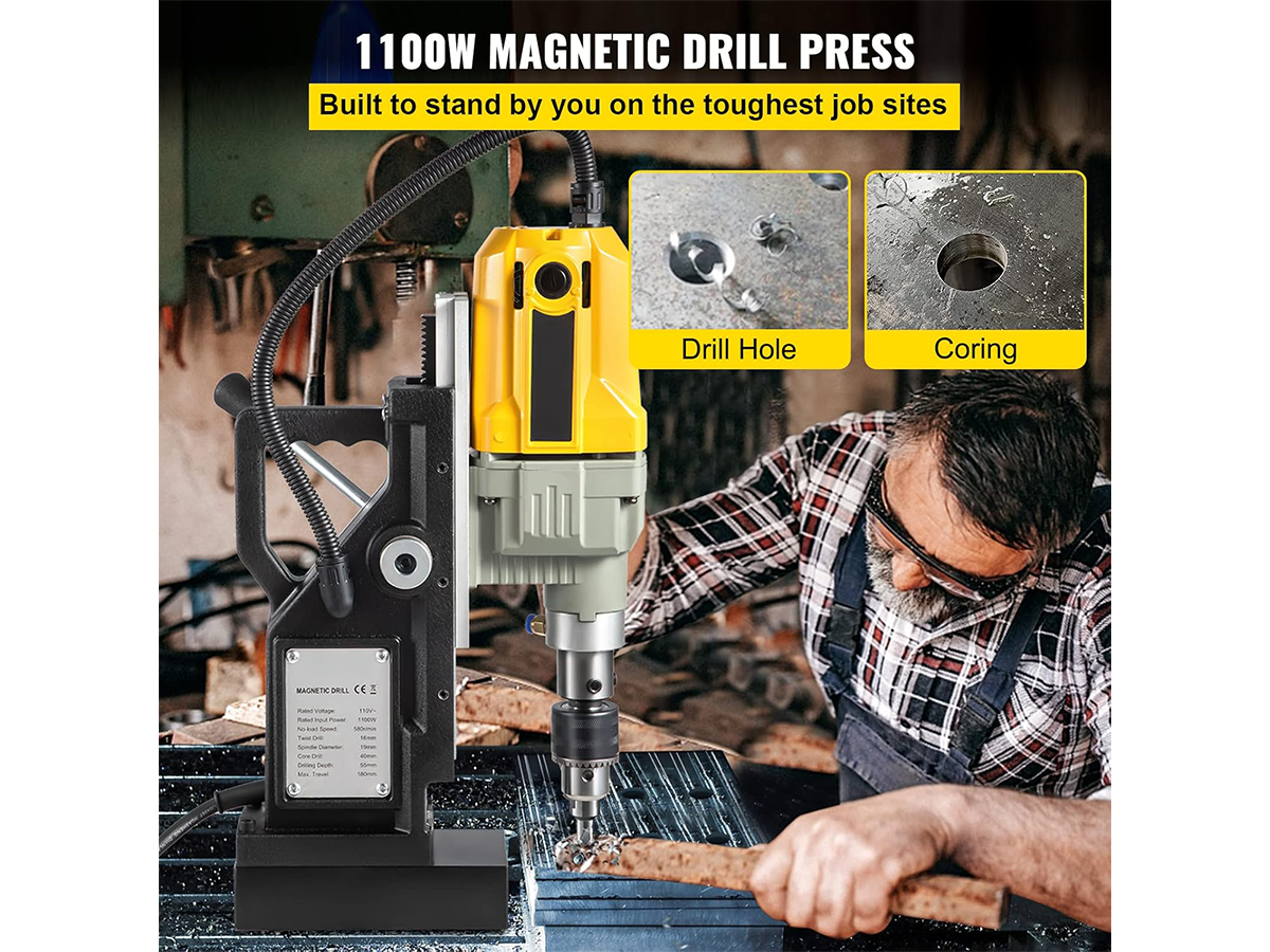 Portable Electric Mag Drill with 11 Drill Bits