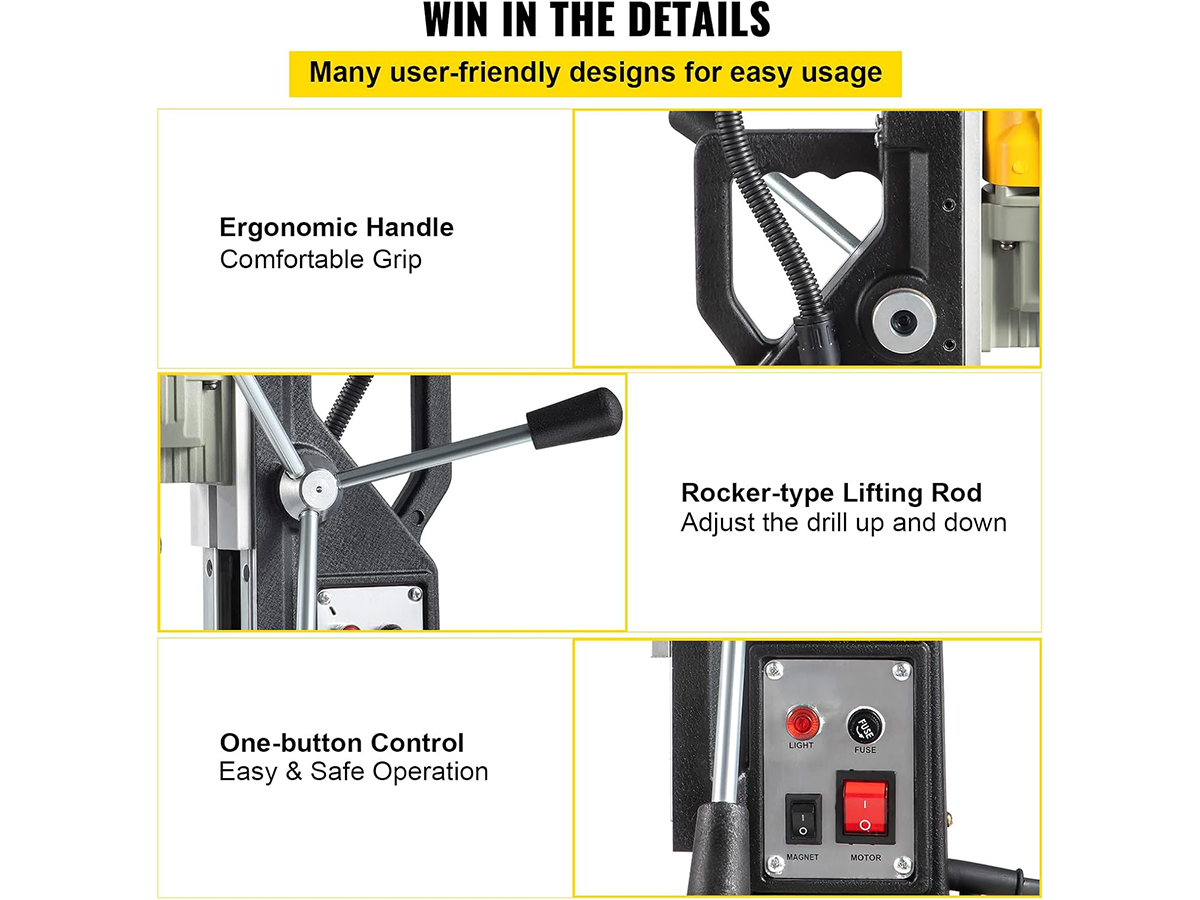Portable Electric Mag Drill with 11 Drill Bits